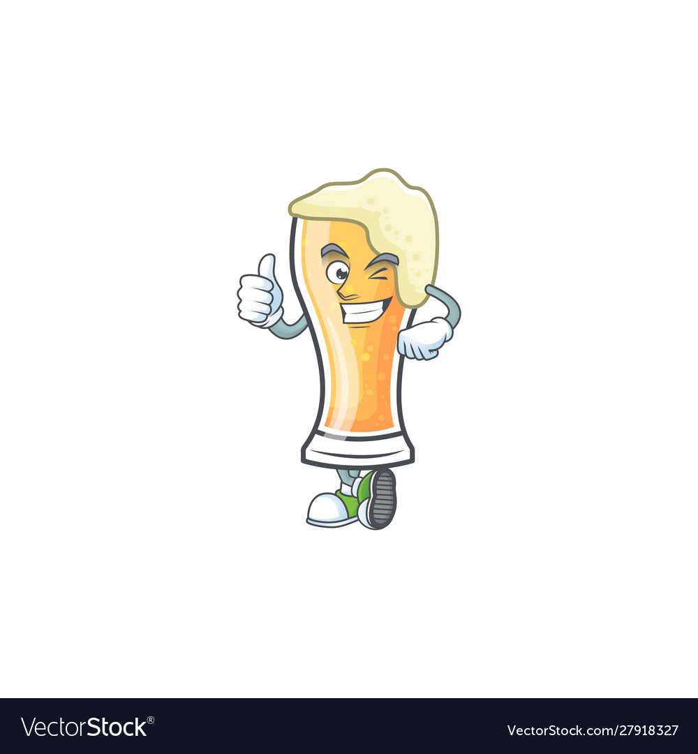 Mascot a thumbs up in cartoon beer glass Vector Image