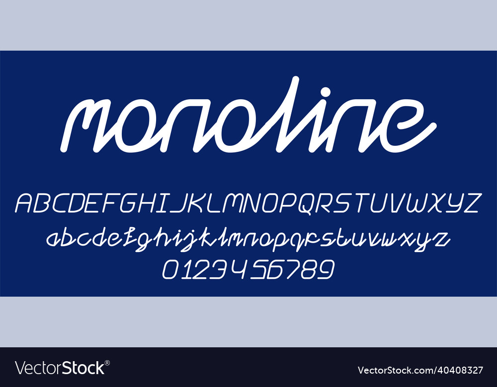 Monoline script font alphabet isolated background vector image Monoline script font alphabet isolated background