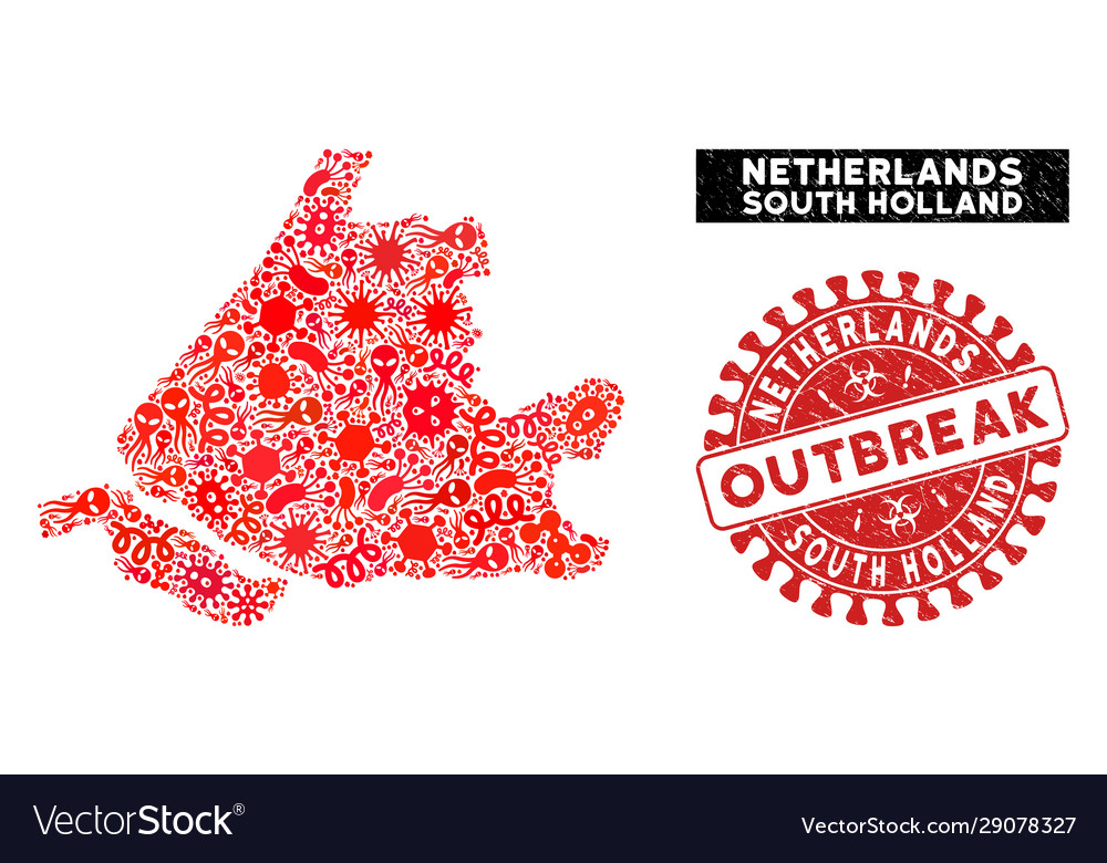 Outbreak mosaic south holland map with textured