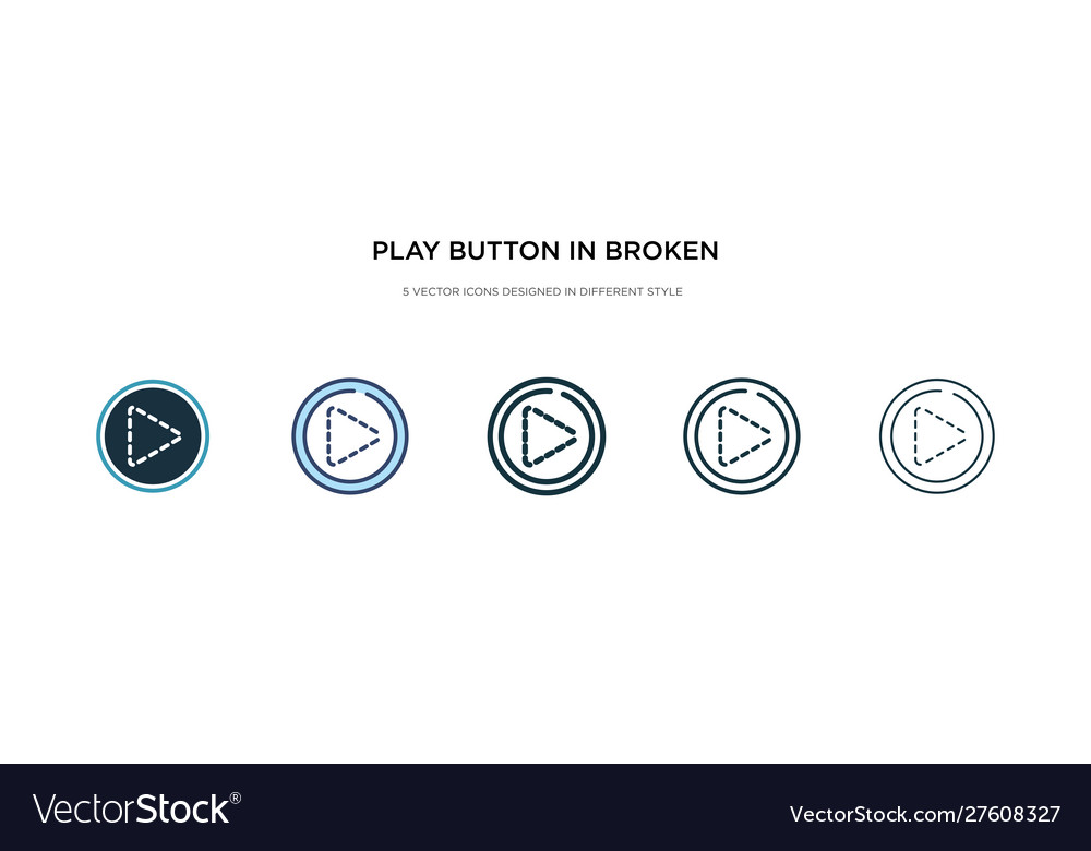 Play button in broken line icon different