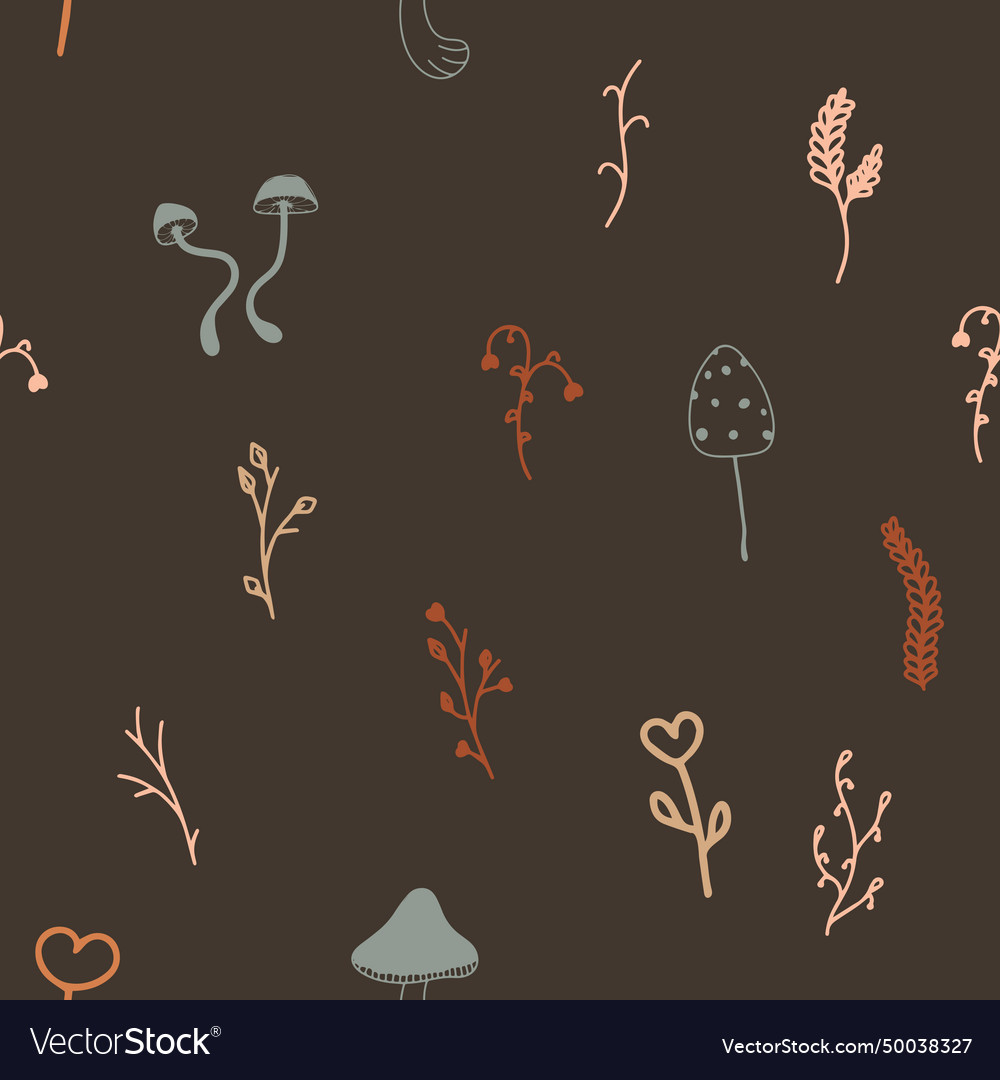 Seamless autumn and summer pattern with mushrooms