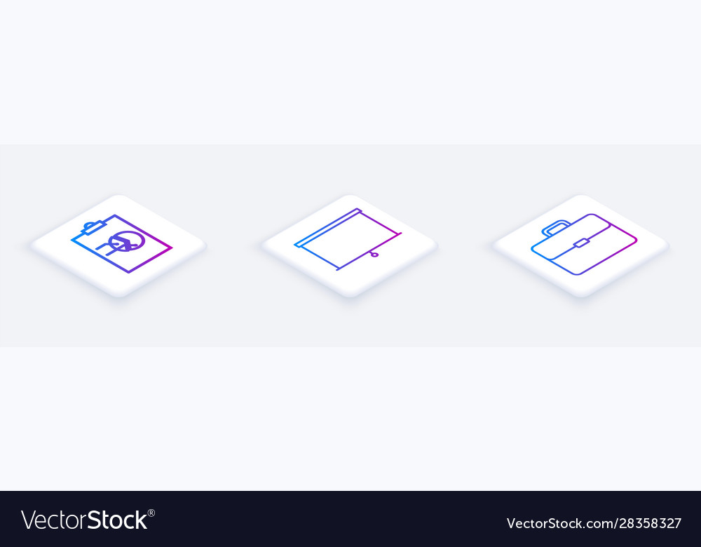 Set isometric line clipboard with graph chart vector image Set isometric line clipboard with graph chart