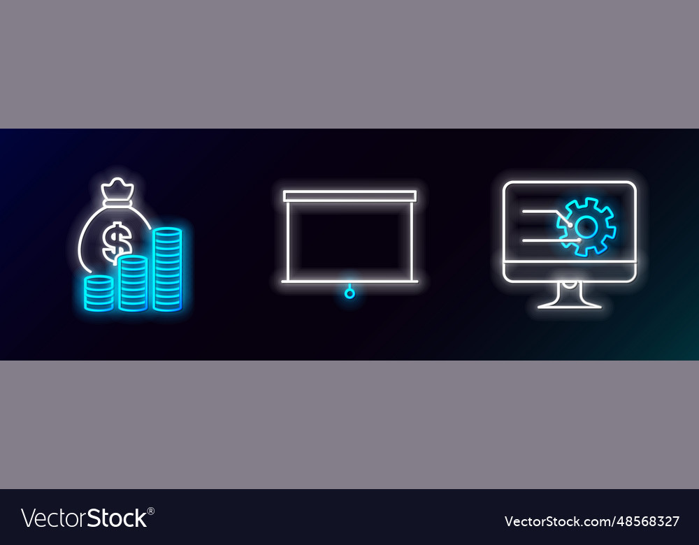 Zeilen-Computermonitor mit Diagramm-Diagramm-Geld einstellen vector image Zeilen-Computermonitor mit Diagramm-Diagramm-Geld einstellen