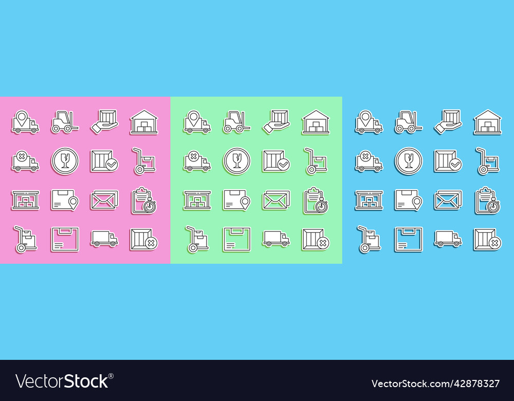 Set line wooden box and delete verification Vector Image Set line wooden box and delete verification