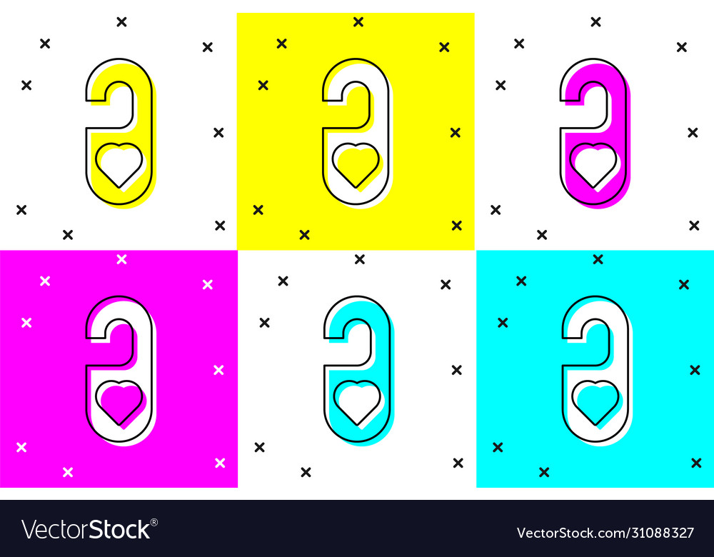 Set please do not disturb with heart icon isolated vector image Set please do not disturb with heart icon isolated
