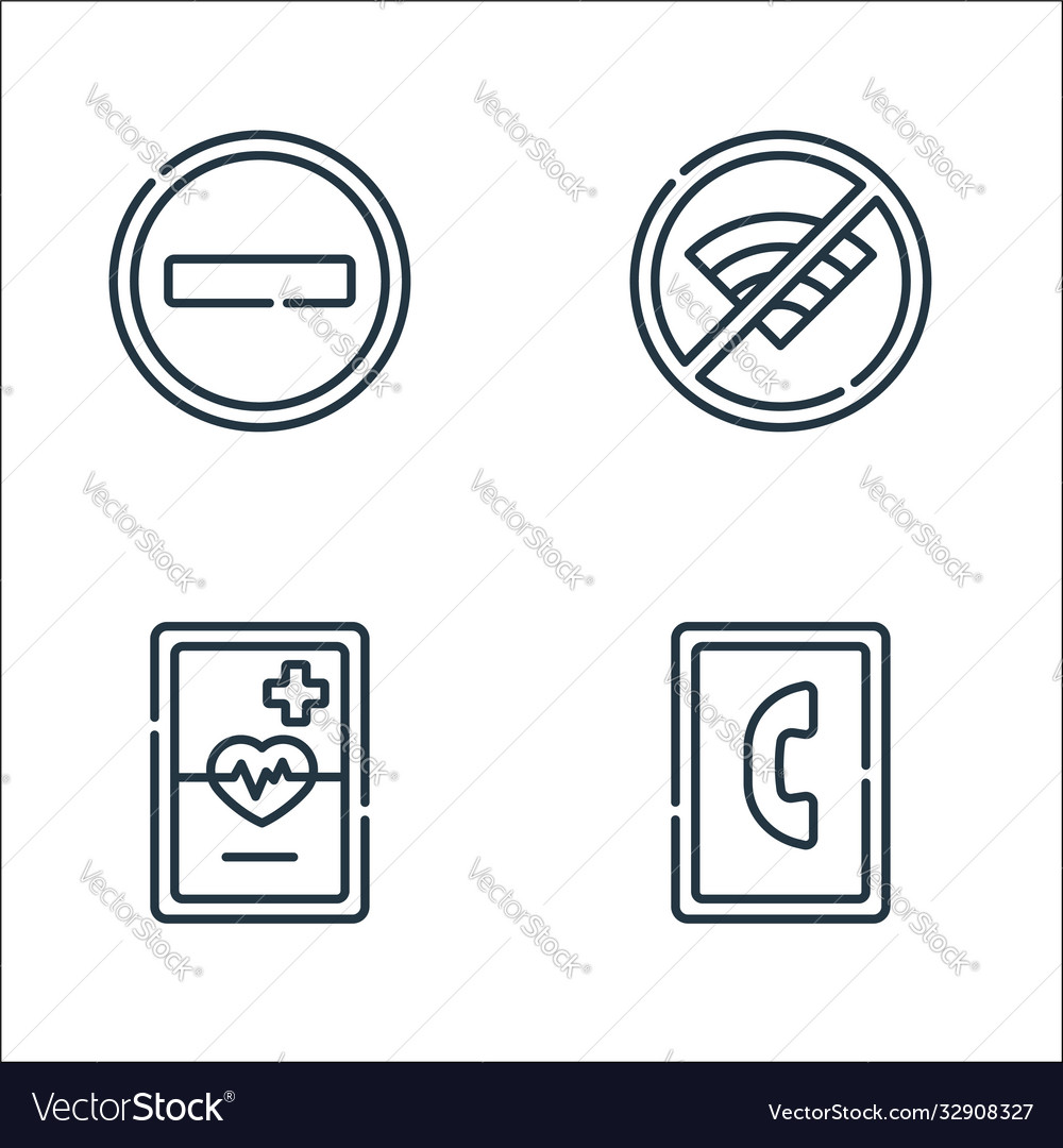 Signals and prohibitions line icons linear set