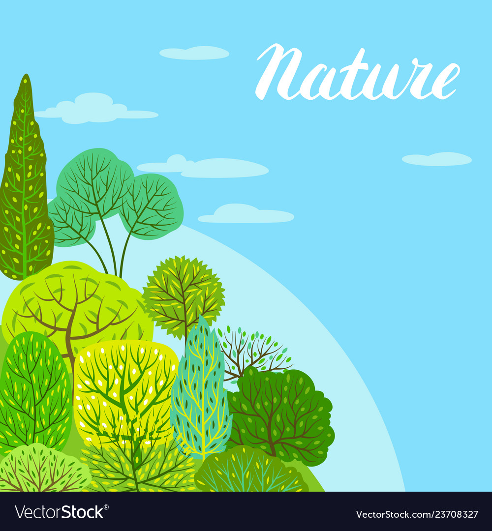 Spring or summer background with stylized trees Vector Image Spring or summer background with stylized trees
