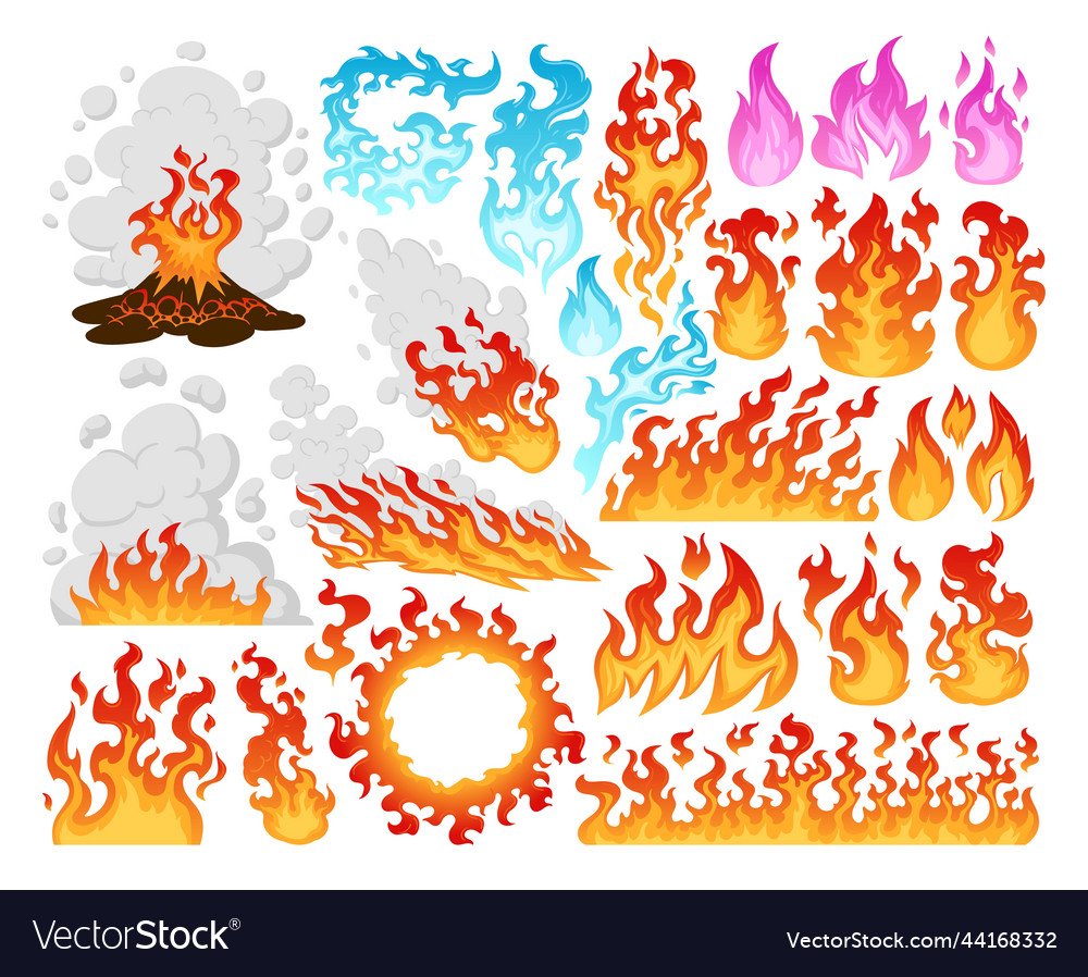 Cartoon Flames and Fireballs