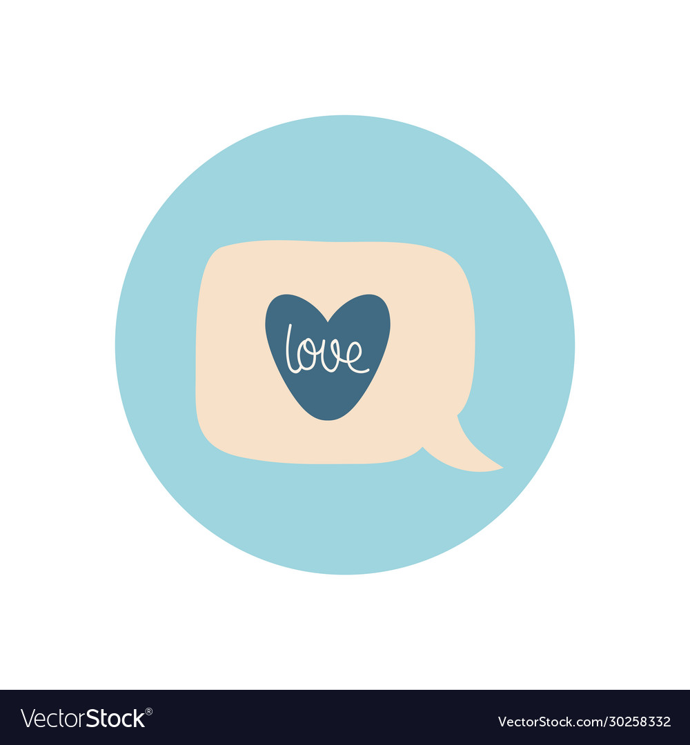 Isolated heart inside bubble flat block style icon