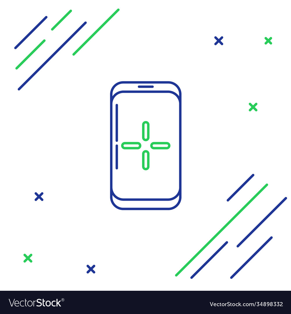 Line smartphone and playing in game icon isolated vector image Line smartphone and playing in game icon isolated
