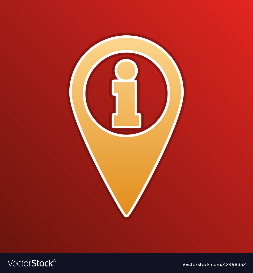 Map pointer with information sign golden gradient