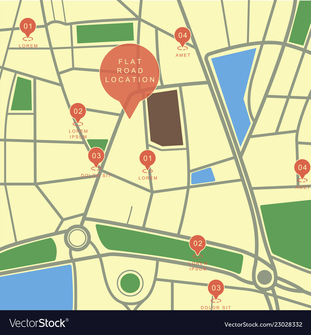 Map with red pin pointers Vector Image Map with red pin pointers
