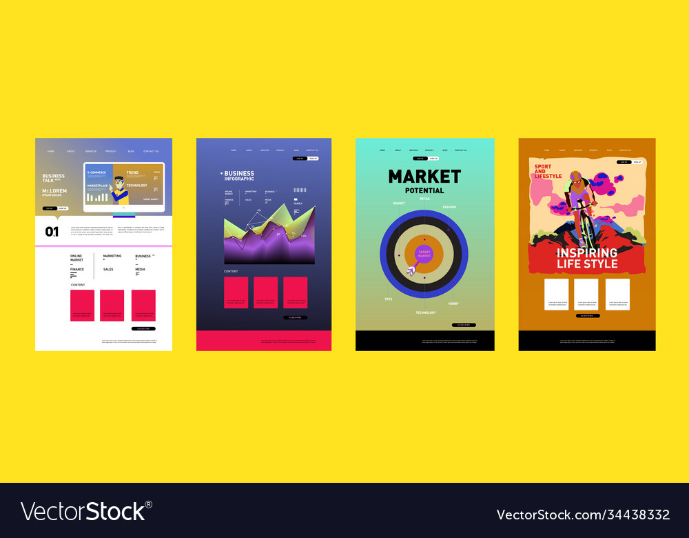 Presentation and website interface layout design Vector Image Presentation and website interface layout design