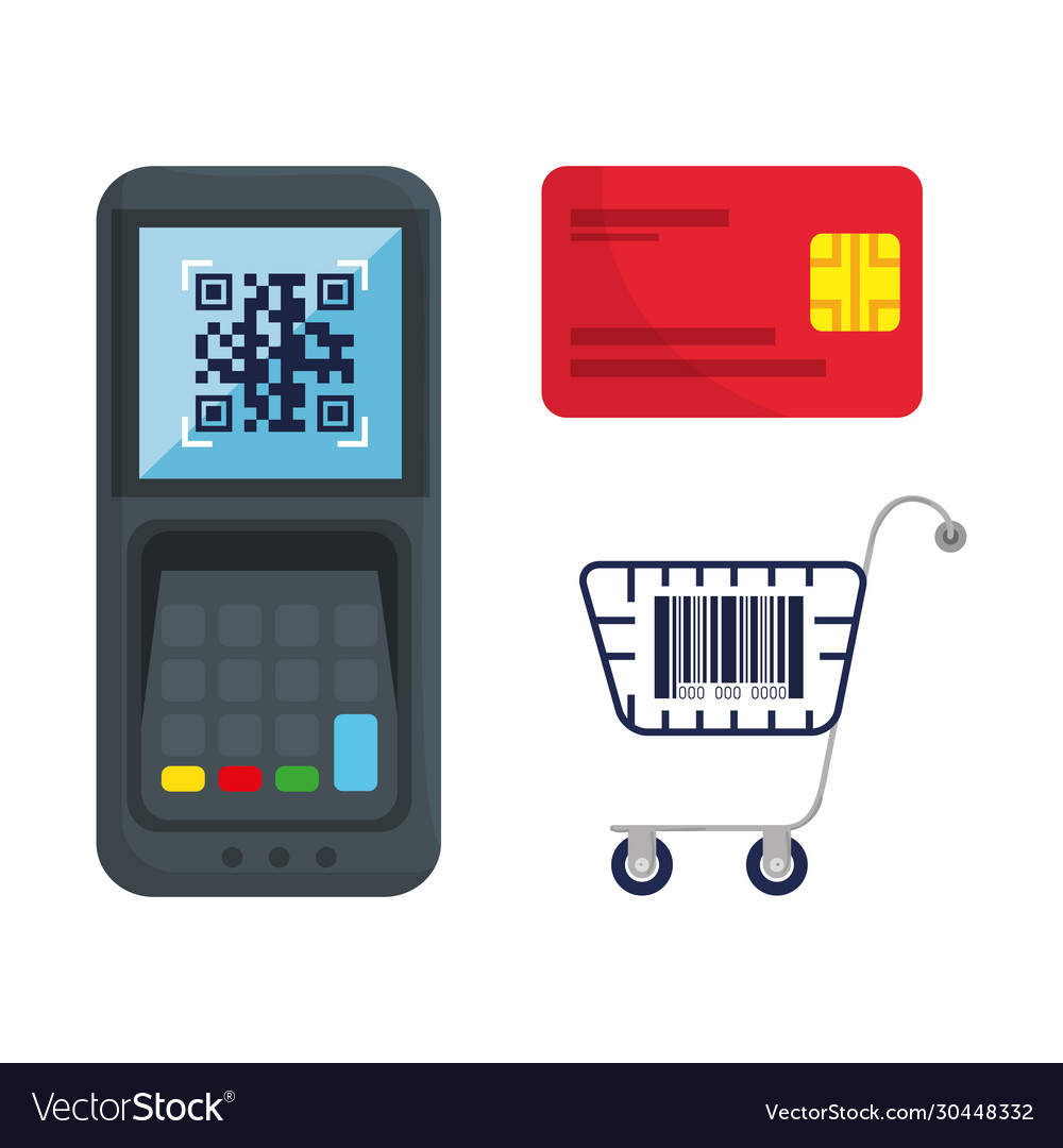 Qr code inside dataphone credit card and cart