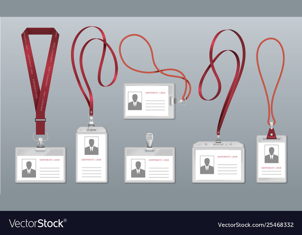 Realistic lanyard badge employee identification Vector Image