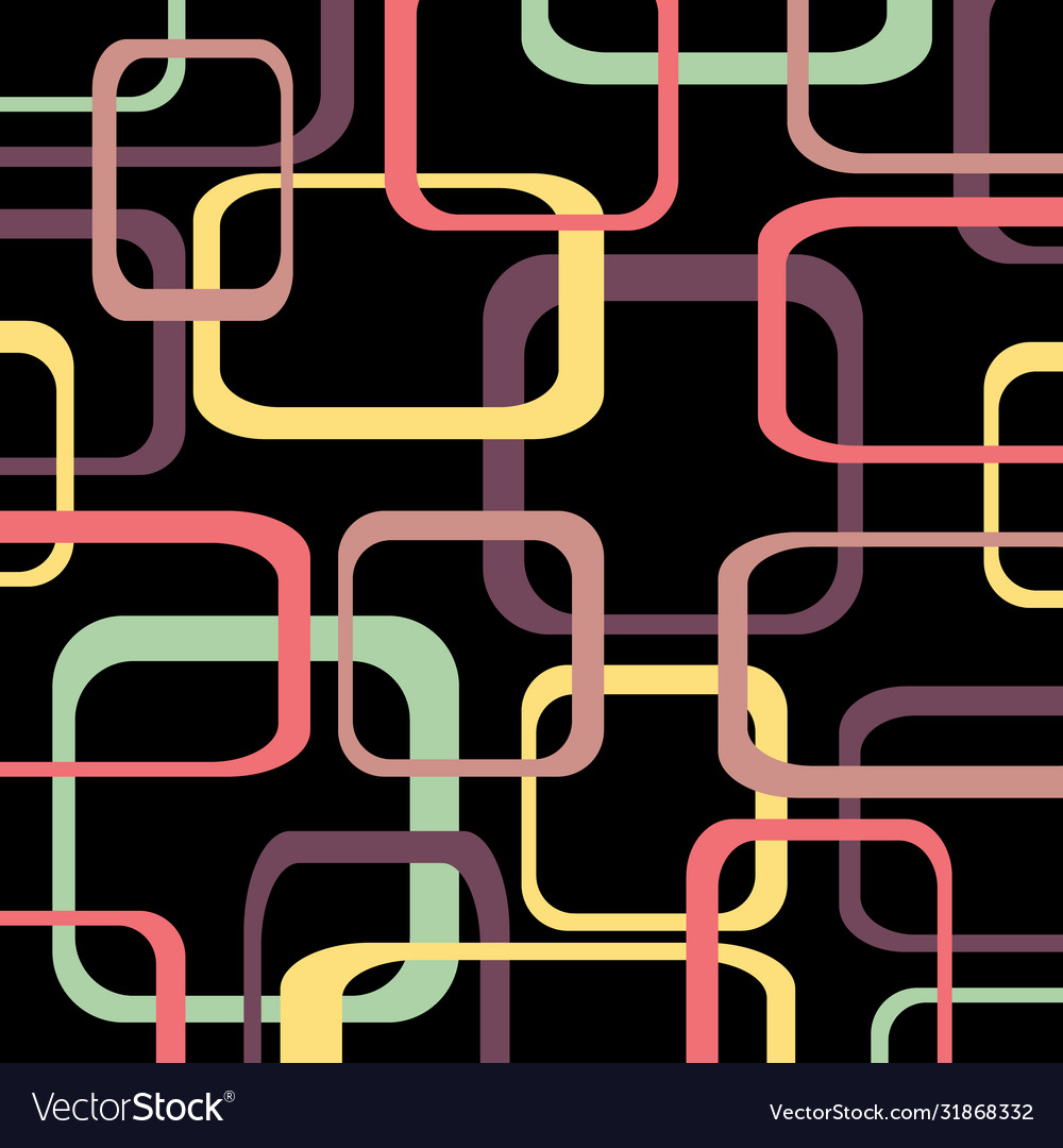 Retro pattern black background with squares vector image Retro pattern black background with squares