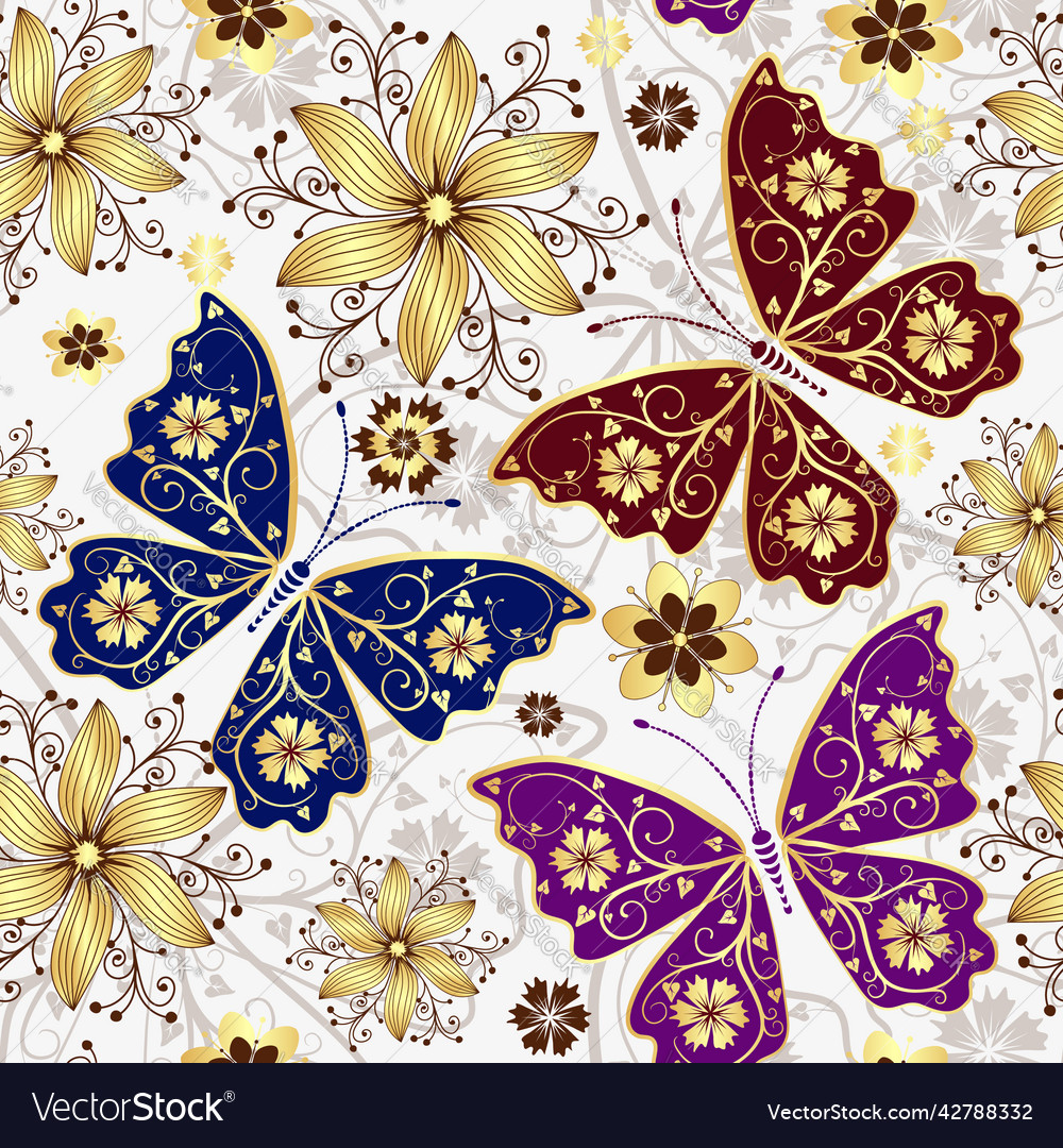 Seamless spring pattern with colorful butterflies Vector Image Seamless spring pattern with colorful butterflies