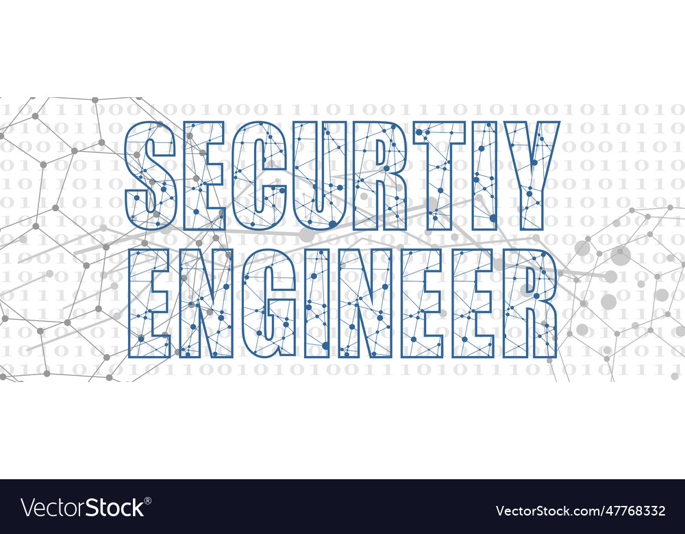 Sicherheitsingenieur Textleitungen mit Punkten verbunden vector image Sicherheitsingenieur Textleitungen mit Punkten verbunden