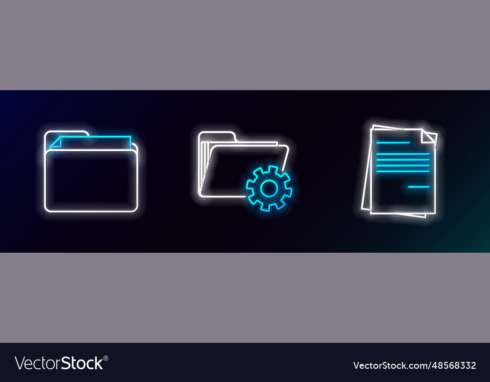 Set line file document folder Vector Image Set line file document folder