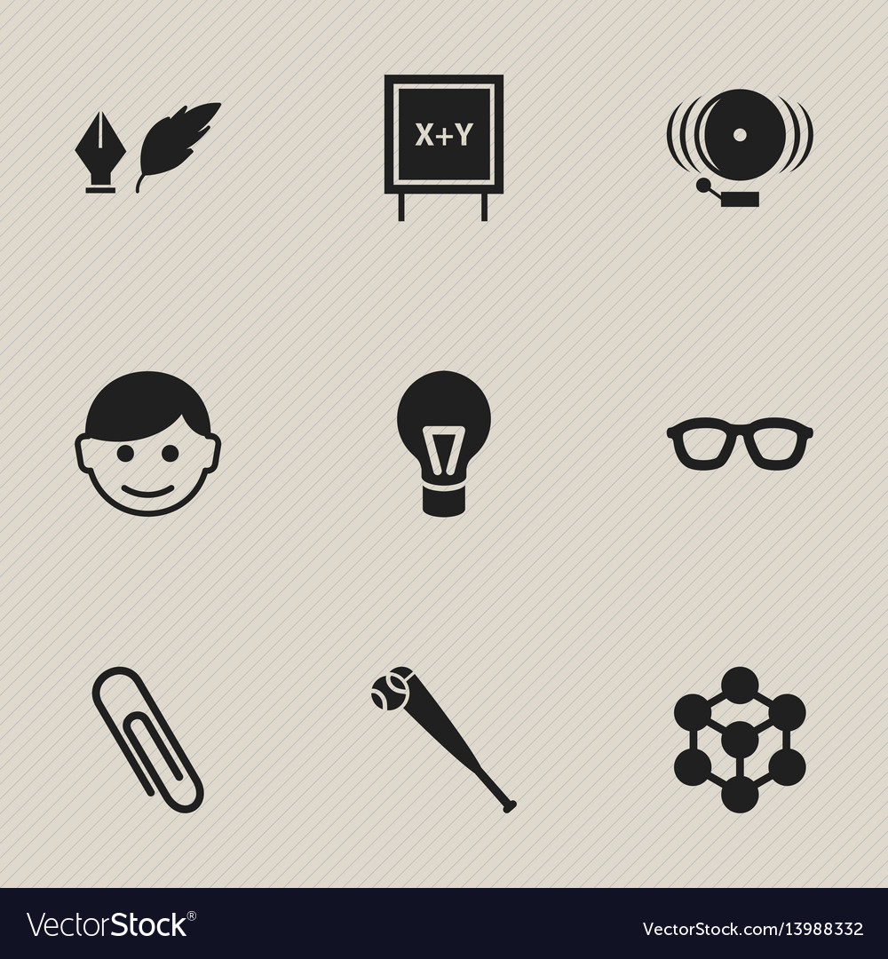 Set of 9 editable university icons includes