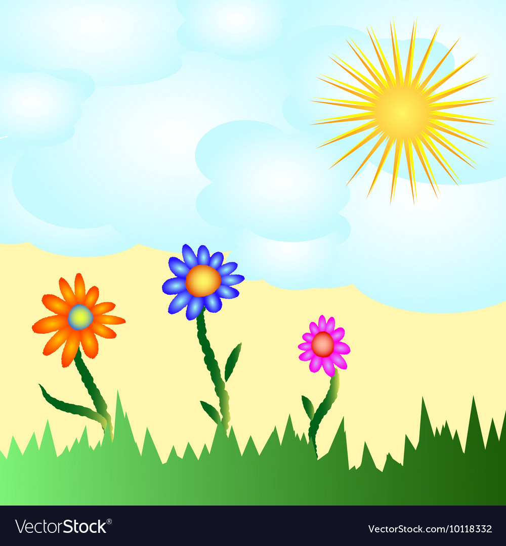 Solar flower card Royalty Free Vector Image - VectorStock