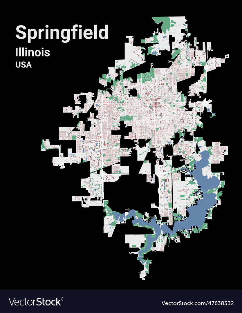 Springfield map capital city of the usa state Vector Image