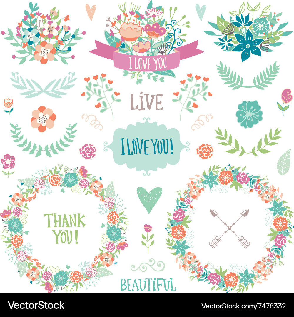 Wedding vintage elements collection Royalty Free Vector
