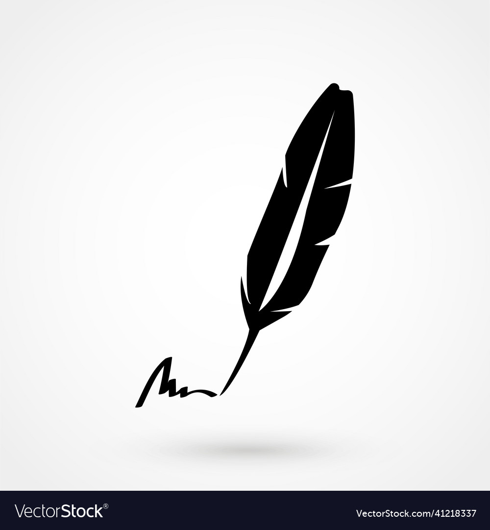 A of an old quill and inkfeather quill and inka Vector Image