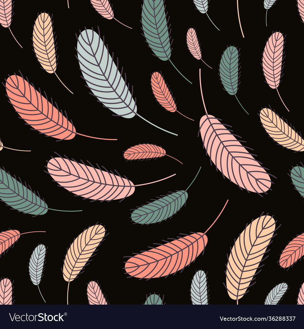 Bird feathers seamless pattern Vector Image Bird feathers seamless pattern