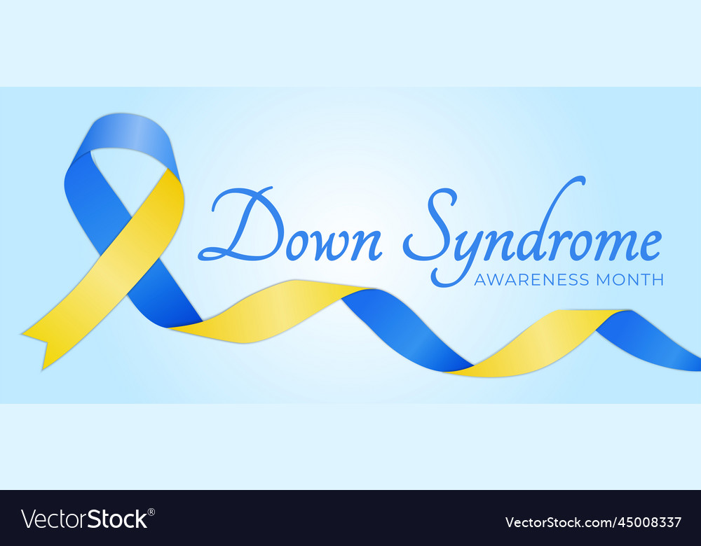 Blue down syndrome awareness month banner Vector Image