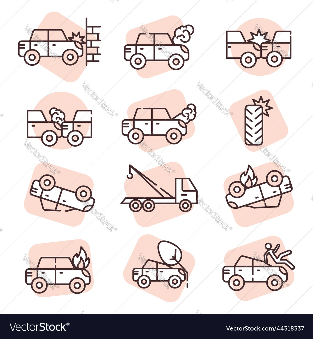 Car accidents on white background