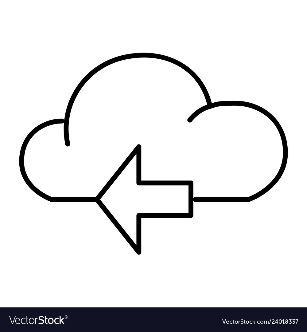 Cloud with arrow thin line icon data vector image Cloud with arrow thin line icon data