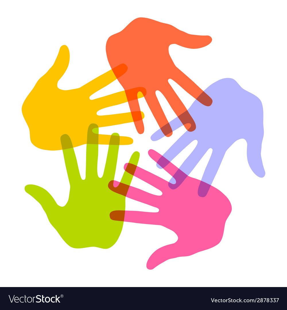 Colorful hand print icon 5 colors