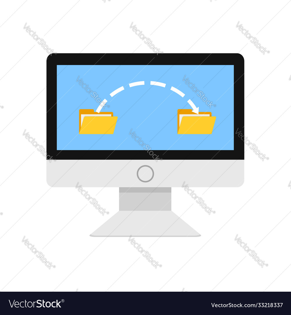 Computer monitor with copy from one folder vector image Computer monitor with copy from one folder