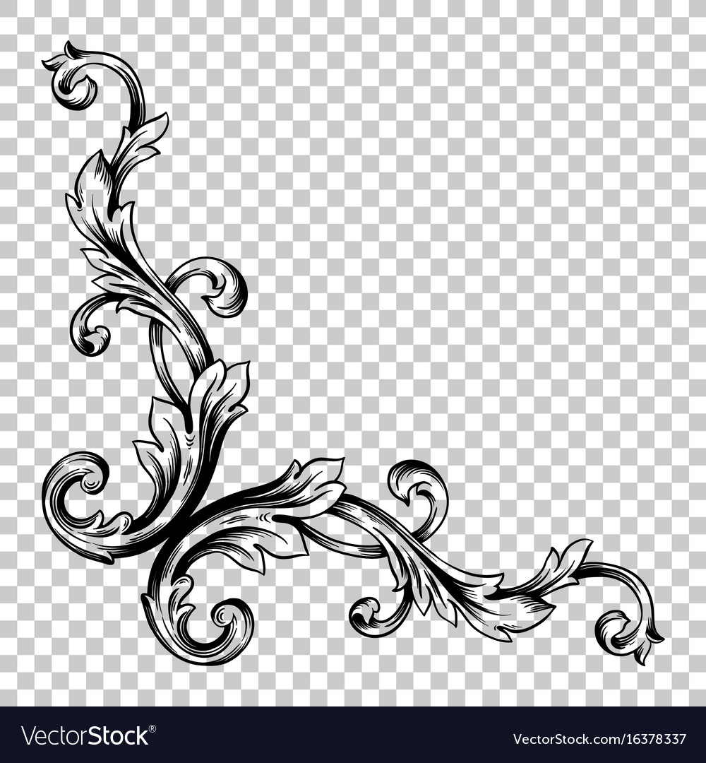 Corner baroque ornament decoration element Vector Image