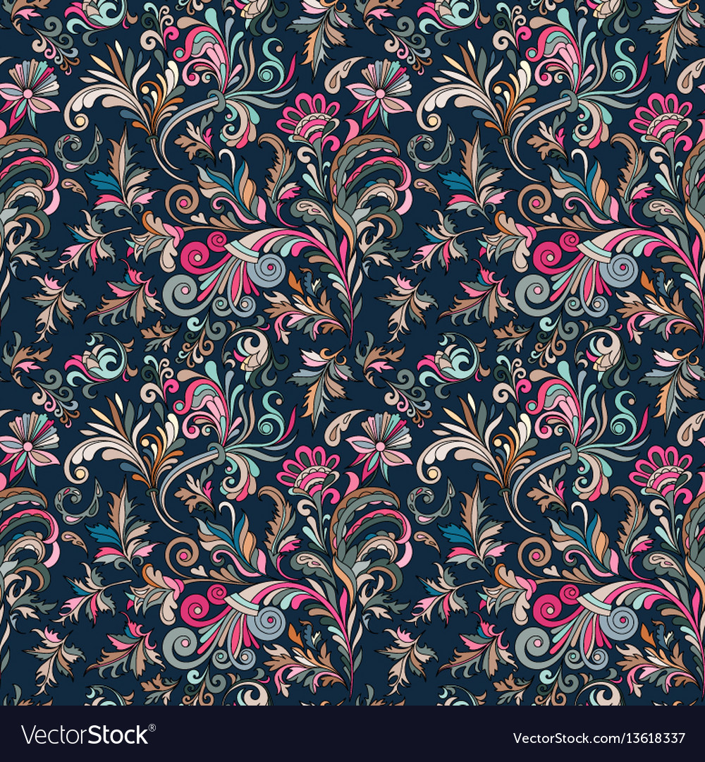 Floral seamless pattern with colorful