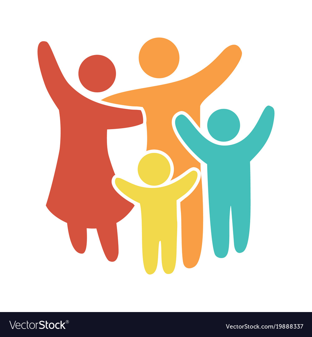 Happy family icon multicolored in simple figures Vector Image