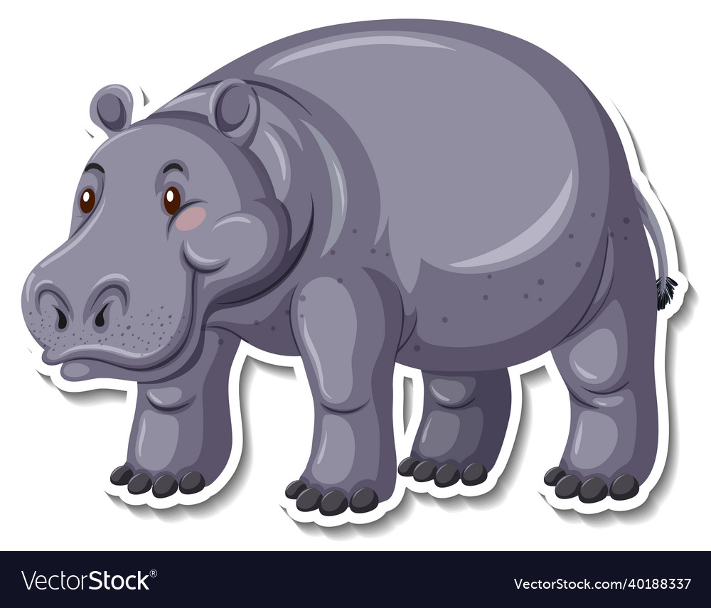 Hippopotamus wild animal cartoon sticker Vector Image Hippopotamus wild animal cartoon sticker Vector Image