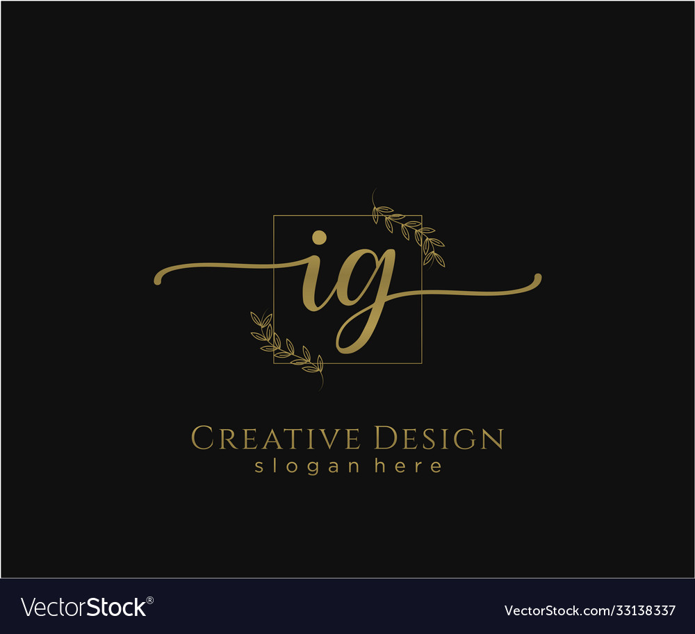 Initial ig beauty monogram and elegant logo design