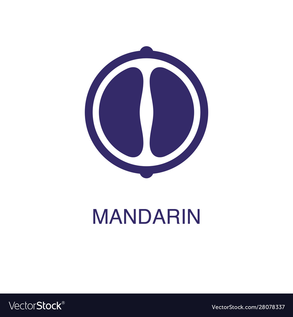 Mandarin element in flat simple style on white