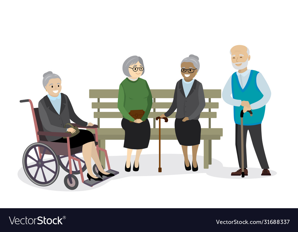 Multicultural old people are sitting Royalty Free Vector