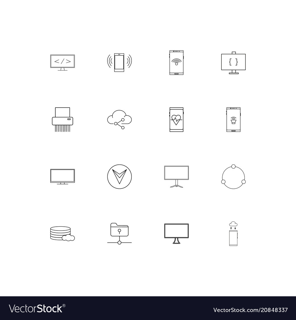 Network and database linear thin icons set
