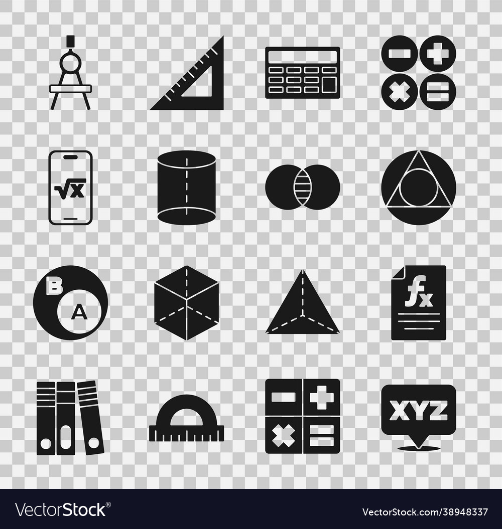 Set xyz coordinate system function mathematical vector image Set xyz coordinate system function mathematical