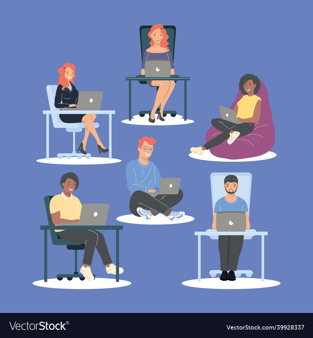 Six developers working