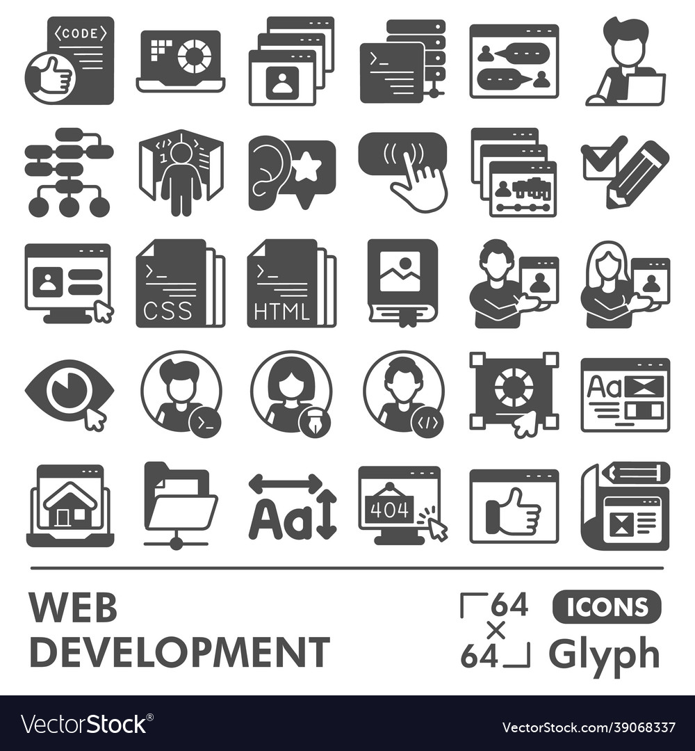 Web development line icon set website design