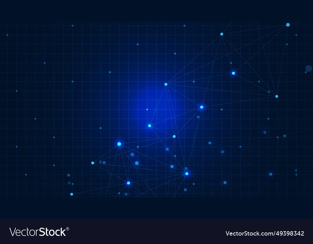 Abstract glowing grid with connecting dots lines vector image Abstract glowing grid with connecting dots lines