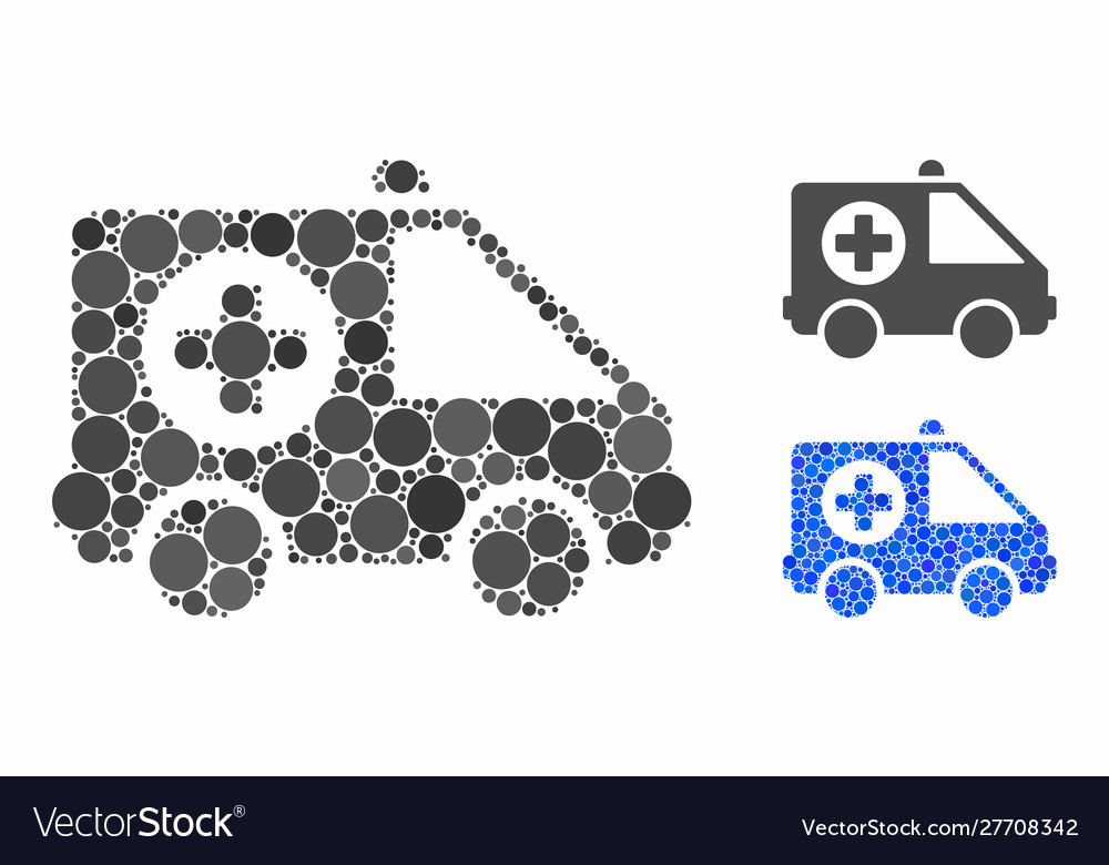 Ambulance van composition icon spheric items vector image Ambulance van composition icon spheric items
