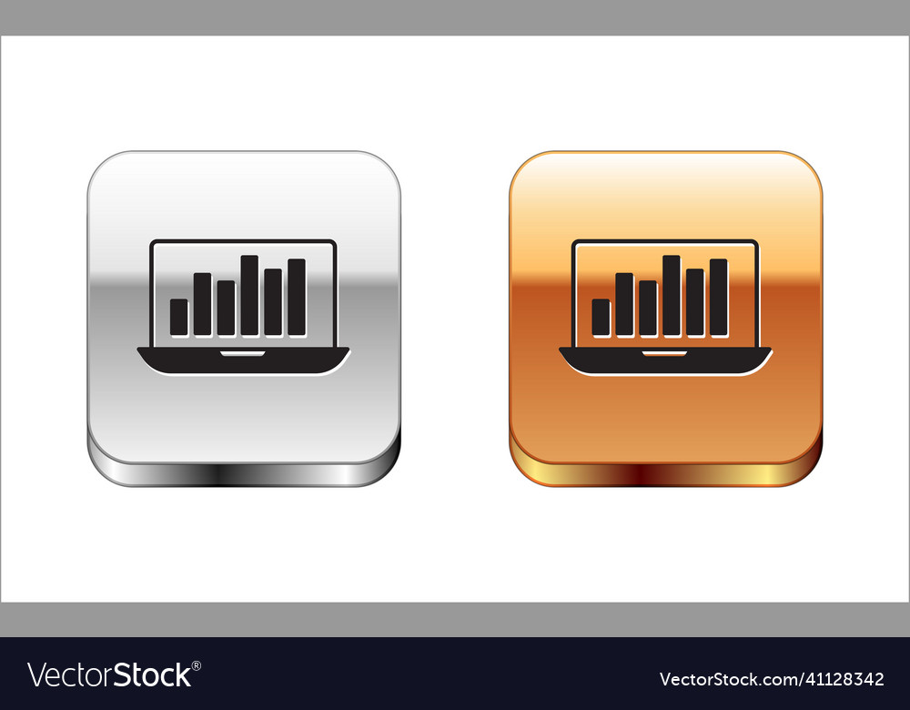 Black laptop with graph chart icon isolated vector image Black laptop with graph chart icon isolated