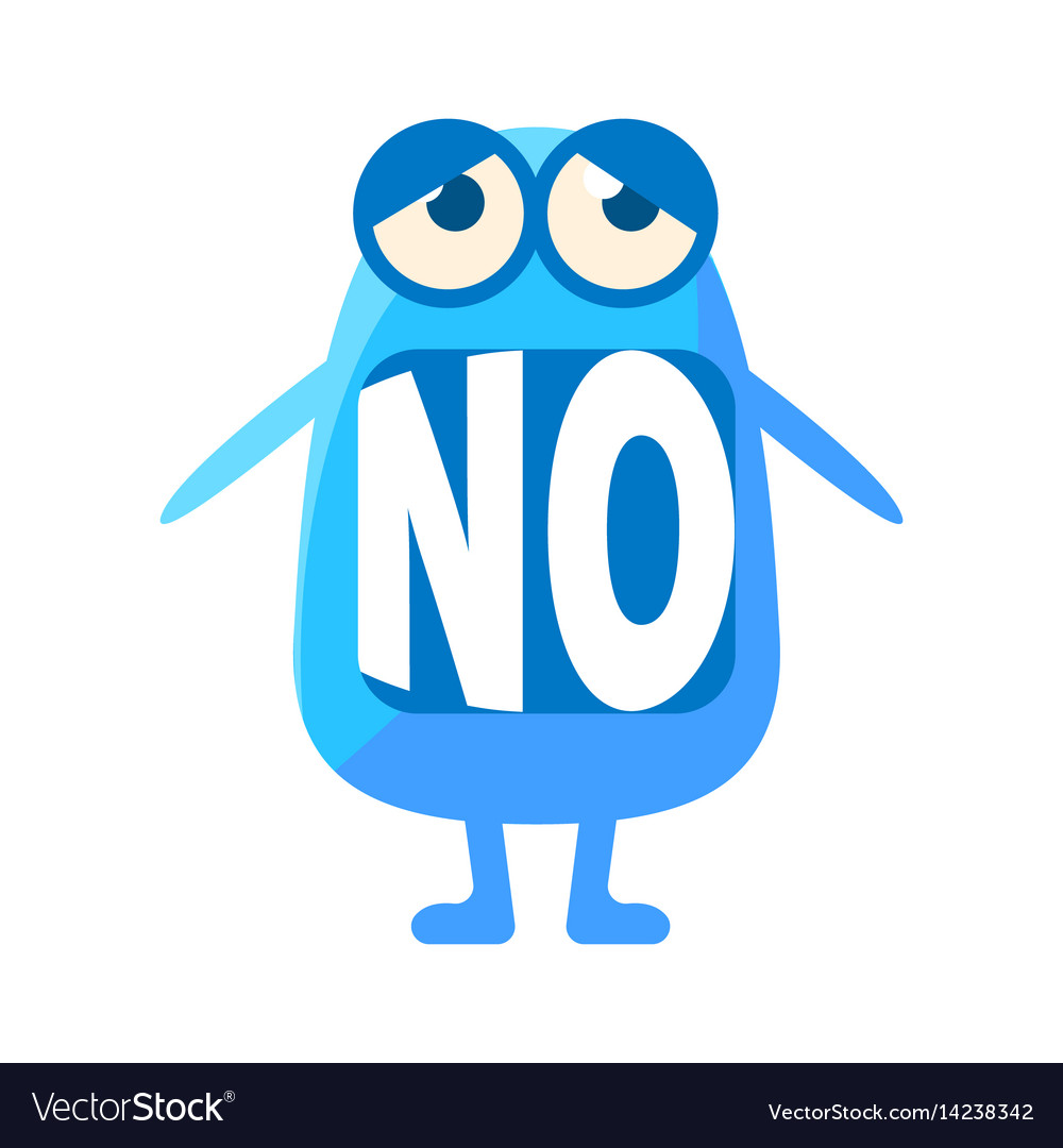 Blue blob saying no cute emoji character with Vector Image