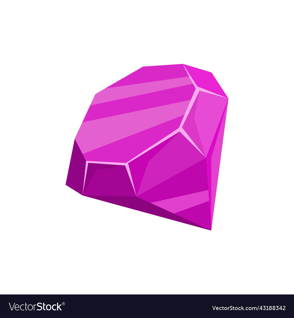 Cartoon purple gem isolated crystal for gui vector image Cartoon purple gem isolated crystal for gui